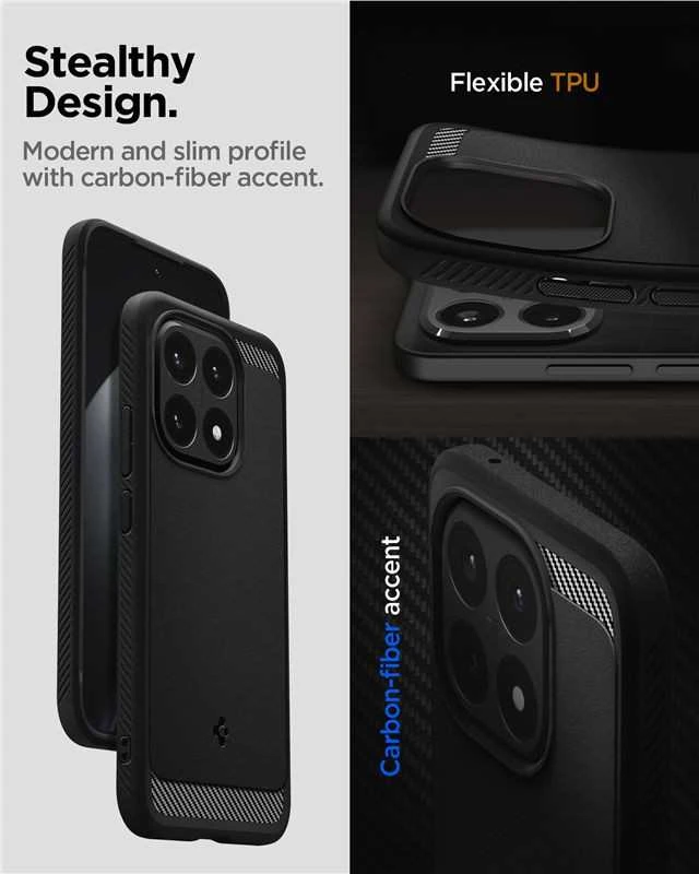 Dėklas Spigen Rugged Armor, matte juodas - Xiaomi 15T