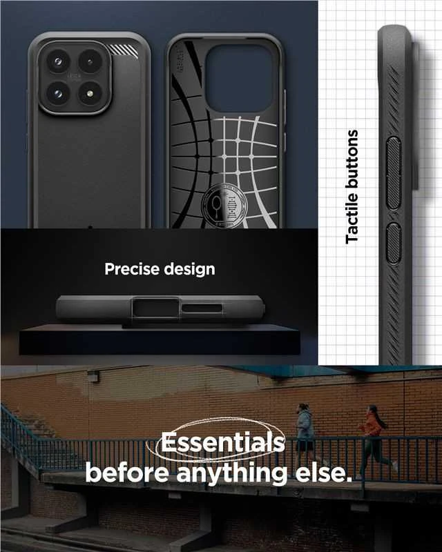 Spigen RUGGED Armor dėklas telefonui Xiaomi 17 matinės juodos spalvos