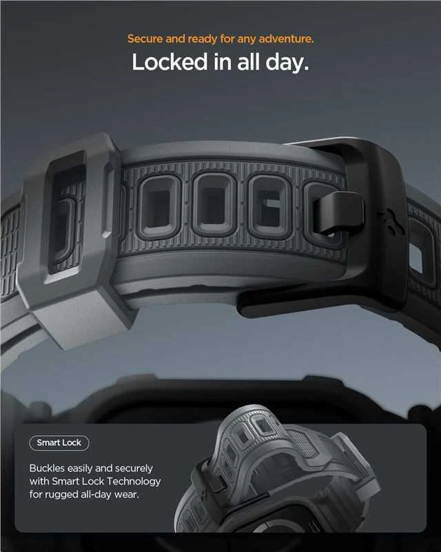 Spigen „Rugged Armor Pro 2“, tamsiai pilka – „Apple Watch 11“ (46 mm)