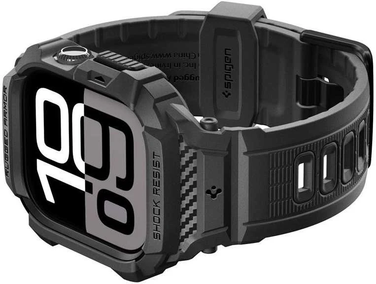 Spigen „Rugged Armor Pro 2“, matinis juodas – „Apple Watch 11“ 46 mm