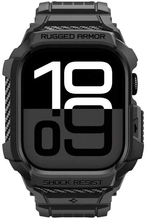 Spigen „Rugged Armor Pro 2“, matinis juodas – „Apple Watch 11“ 46 mm