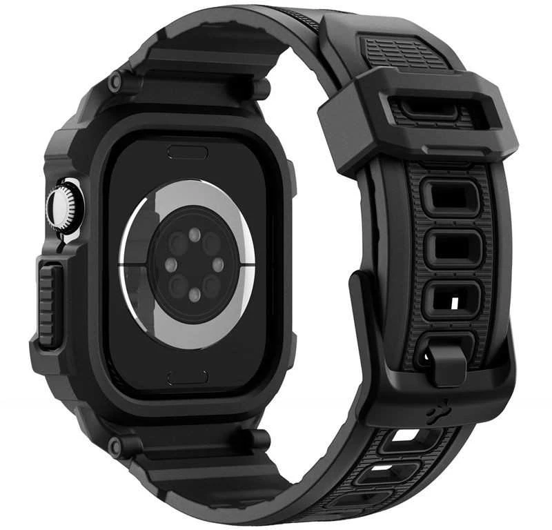 Spigen „Rugged Armor Pro 2“, matinis juodas – „Apple Watch 11“ 46 mm