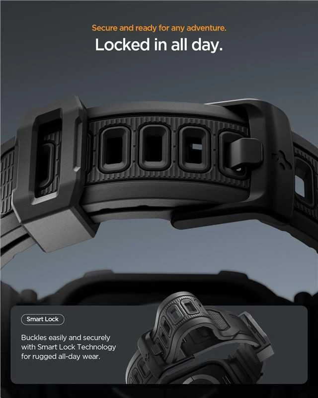 Spigen „Rugged Armor Pro 2“, matinis juodas – „Apple Watch 11“ 46 mm