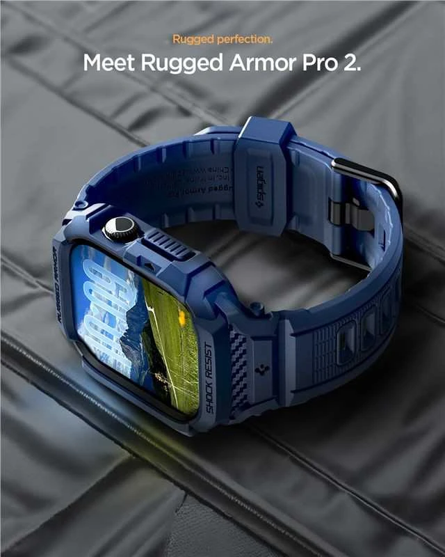 „Spigen Rugged Armor Pro 2“, tamsiai mėlynas, mėlynas - Apple Watch 11 42mm