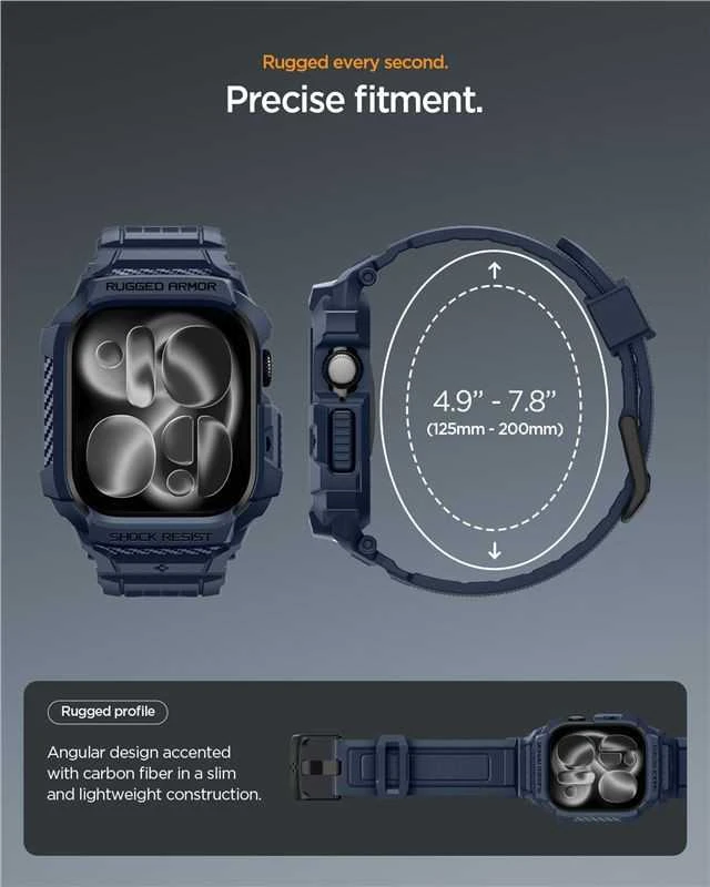 „Spigen Rugged Armor Pro 2“, tamsiai mėlynas, mėlynas - Apple Watch 11 42mm