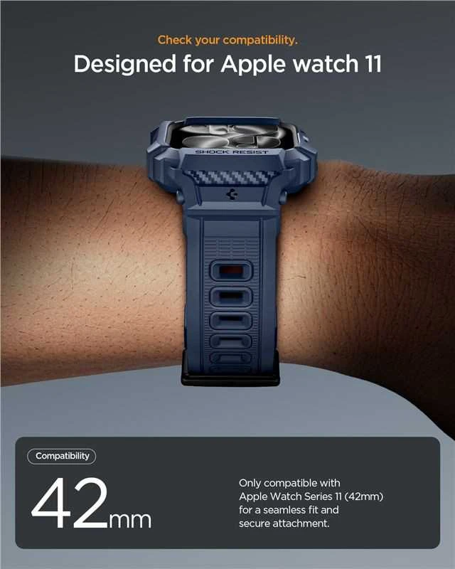 „Spigen Rugged Armor Pro 2“, tamsiai mėlynas, mėlynas - Apple Watch 11 42mm
