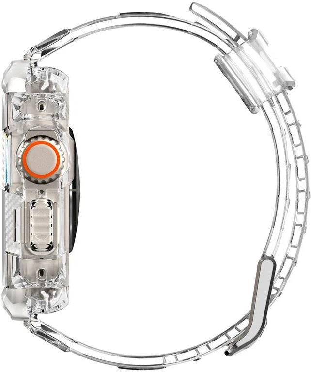 „Spigen Rugged Armor Pro“ dėklas – apyrankė su dėklu, skirta „Apple Watch Ultra“ 49 mm (skaidrus)