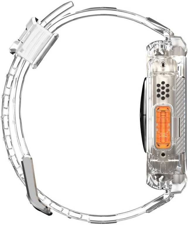 „Spigen Rugged Armor Pro“ dėklas – apyrankė su dėklu, skirta „Apple Watch Ultra“ 49 mm (skaidrus)