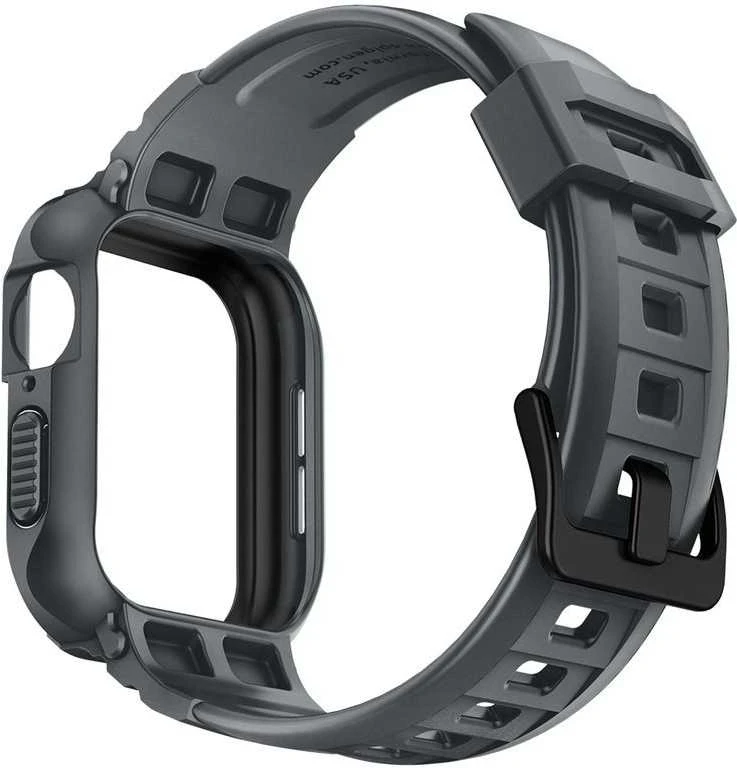„Spigen Rugged Armor Pro“ dirželis su dėklu, skirtas „Apple Watch 4/5/6/7/8/9/SE 44/45 mm“ (tamsiai pilkas)