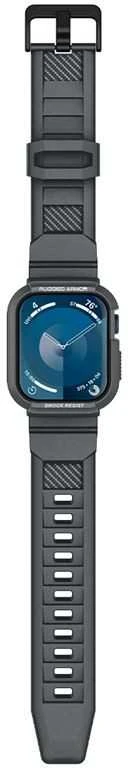 „Spigen Rugged Armor Pro“ dirželis su dėklu, skirtas „Apple Watch 4/5/6/7/8/9/SE 44/45 mm“ (tamsiai pilkas)