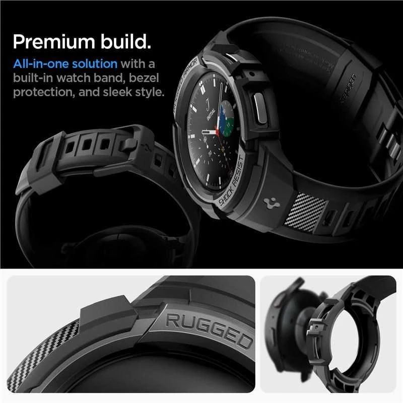 Dirželis Spigen RUGGED ARMOR "PRO" GALAXY Watch 5 PRO (45 MM) Juodas