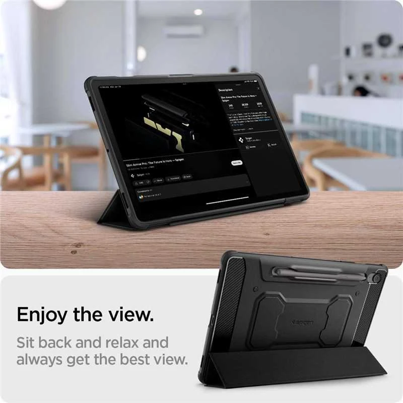 Spigen Rugged Armor "Pro" dėklas skirtas Samsung Galaxy Tab S10 FE+ 13.1 X620 / X626B – juodos spalvos