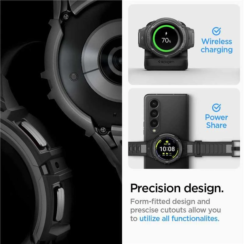 Dirželis Spigen RUGGED ARMOR "PRO" GALAXY Watch 5 PRO (45 MM) Juodas