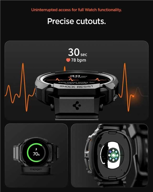 „Spigen Rugged Armor Pro“, matinis juodas - „Galaxy Watch 8“ (40 mm)