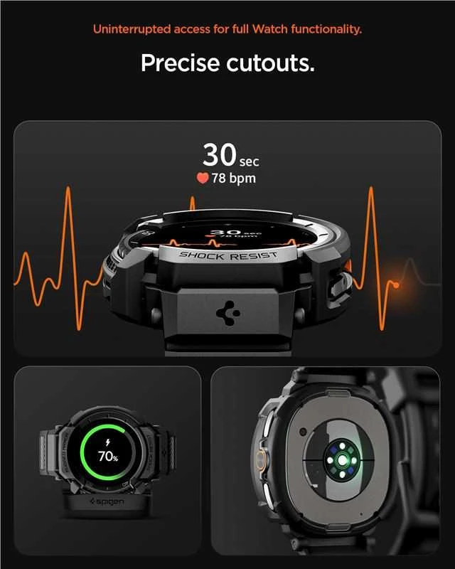 „Spigen Rugged Armor Pro“, matinis juodas - „Galaxy Watch 8 Classic“ (46 mm)