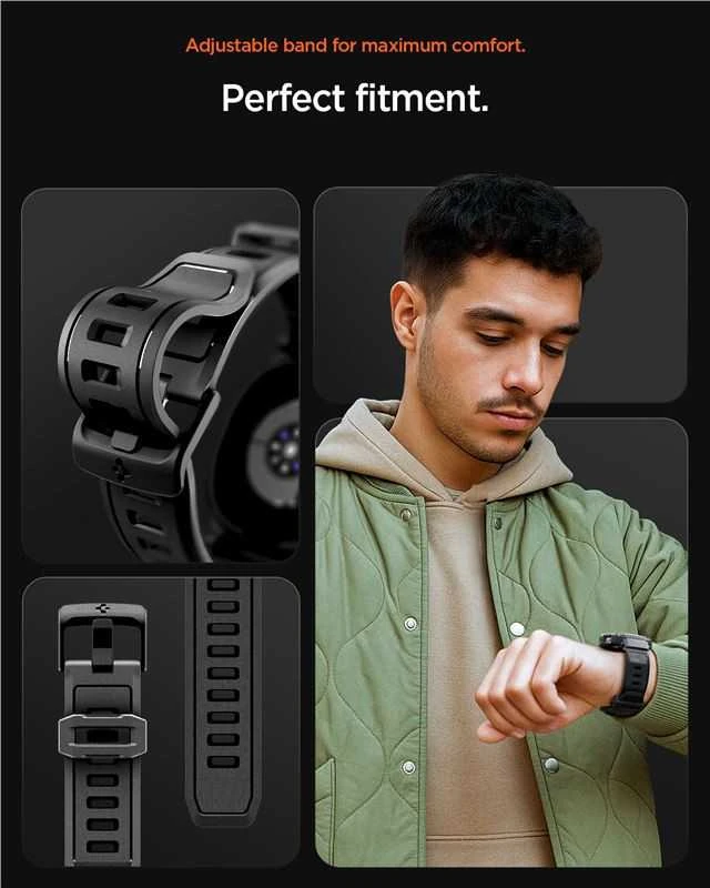 „Spigen Rugged Armor Pro“, matinis juodas - „Galaxy Watch 8“ (40 mm)