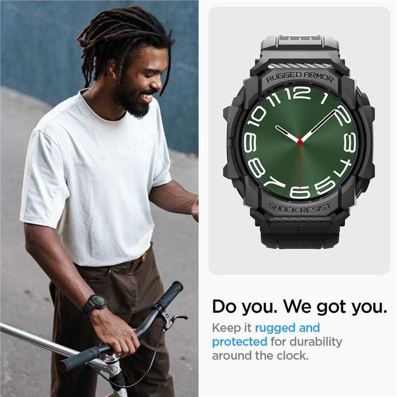 Apyrankė Samsung Galaxy Watch Ultra 2024 / 2025 (47 mm) Spigen Rugged Armor „Pro” matinės juodos spalvos
