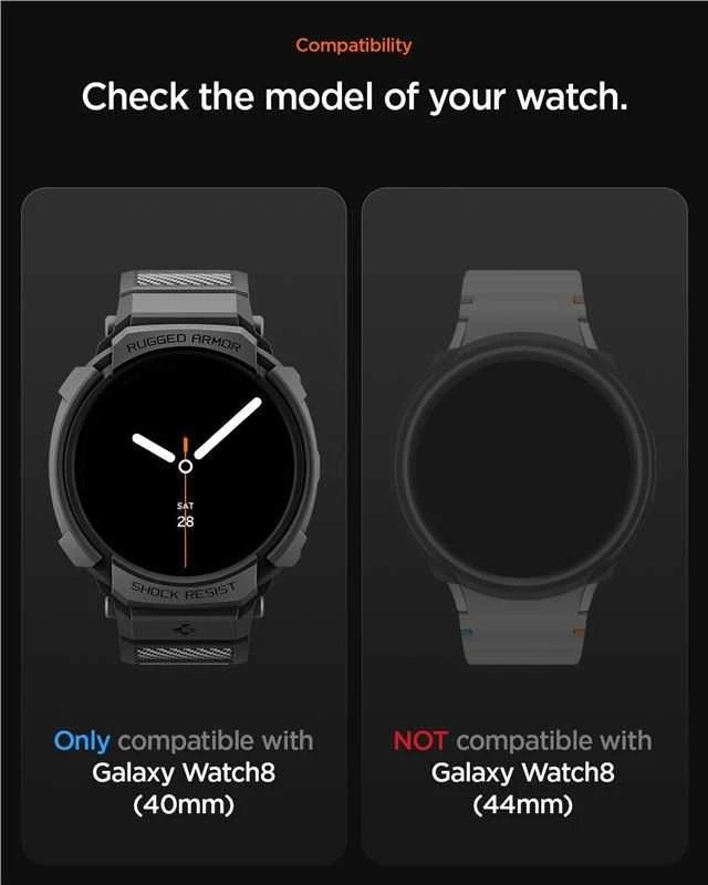„Spigen Rugged Armor Pro“, matinis juodas - „Galaxy Watch 8“ (40 mm)