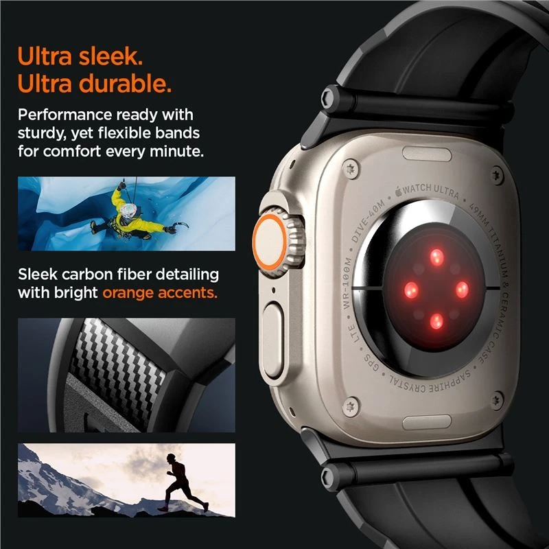 Spigen Rugged Ultra apyrankė, matinės juodos spalvos – Watch 49mm/46mm/45mm/44mm/42mm