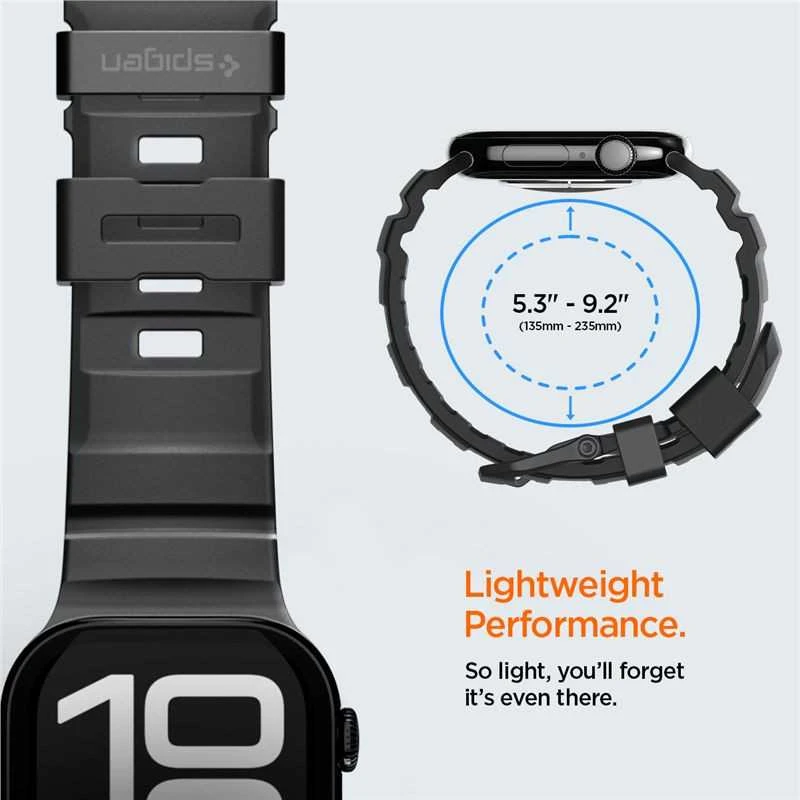 „Spigen“ silikoninė apyrankė, juoda - Apple Watch 49mm/46mm/45mm/44mm
