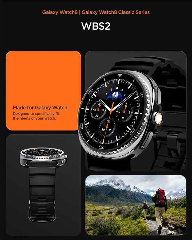Spigen Silicone Band, juodas - Samsung Galaxy Watch 8 46mm/44mm/40mm
