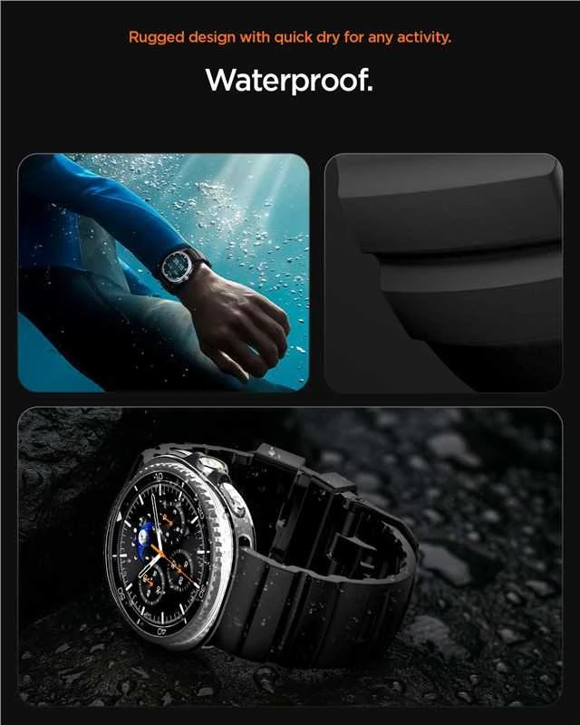 Spigen Silicone Band, juodas - Samsung Galaxy Watch 8 46mm/44mm/40mm