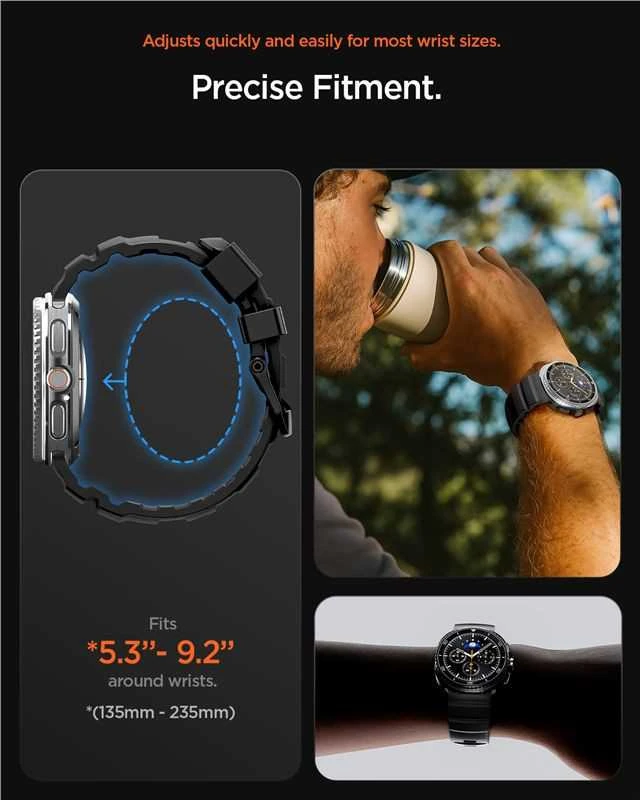 Spigen Silicone Band, juodas - Samsung Galaxy Watch 8 46mm/44mm/40mm