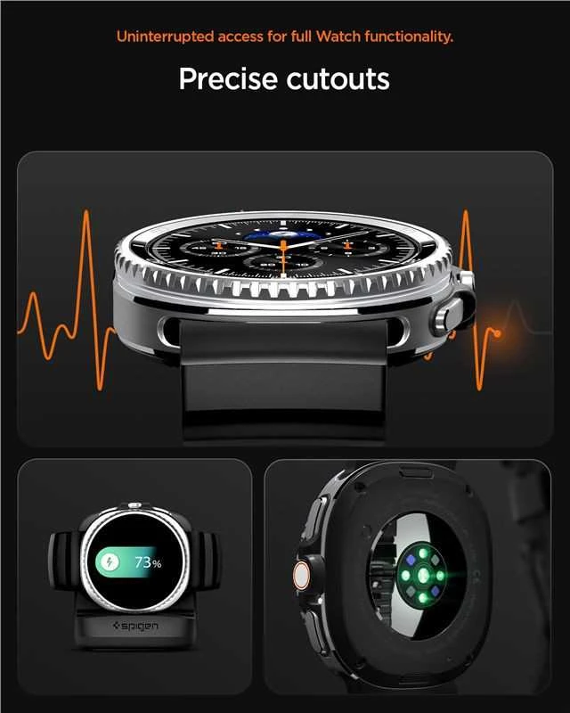 Spigen Silicone Band, juodas - Samsung Galaxy Watch 8 46mm/44mm/40mm