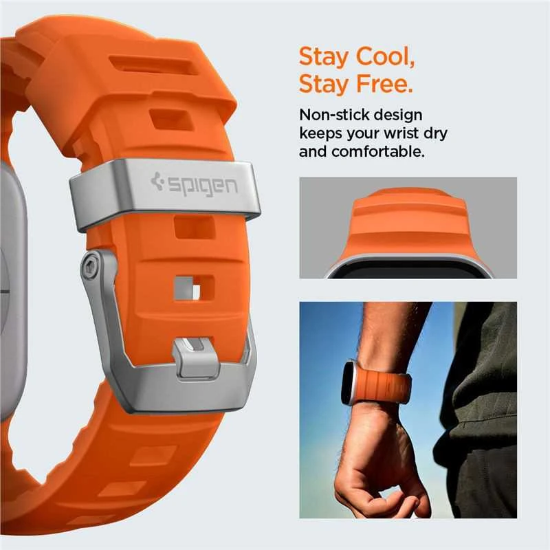 „Spigen“ silikoninė apyrankė, oranžinė - Apple Watch 49mm/46mm/45mm/44mm