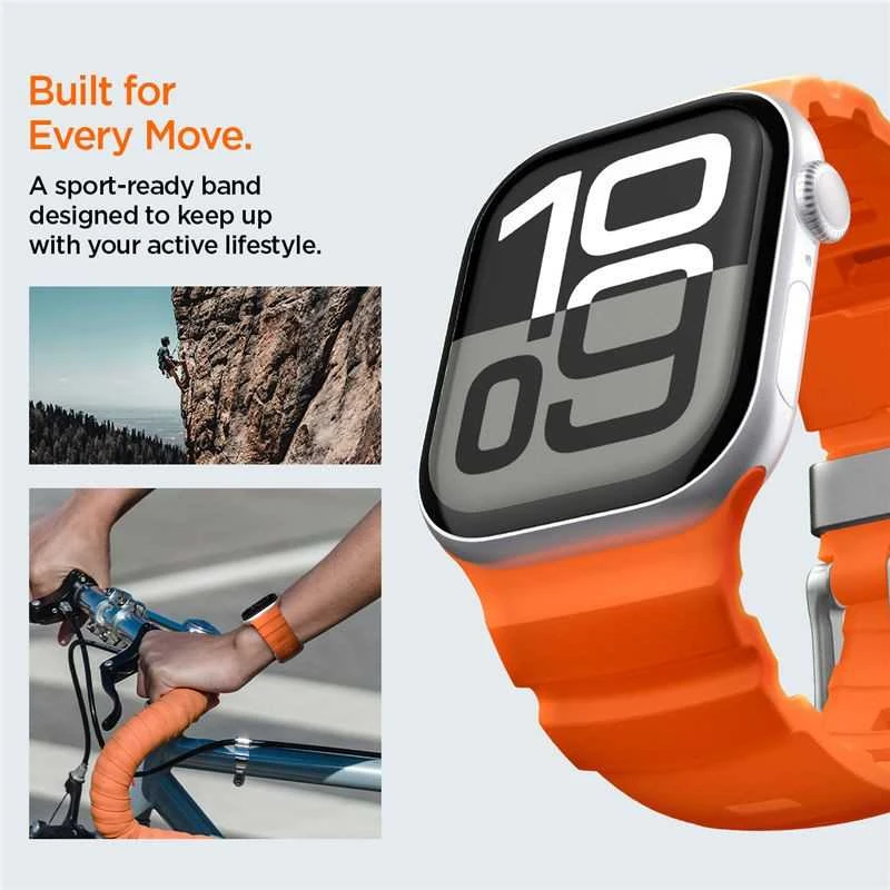 „Spigen“ silikoninė apyrankė, oranžinė - Apple Watch 49mm/46mm/45mm/44mm