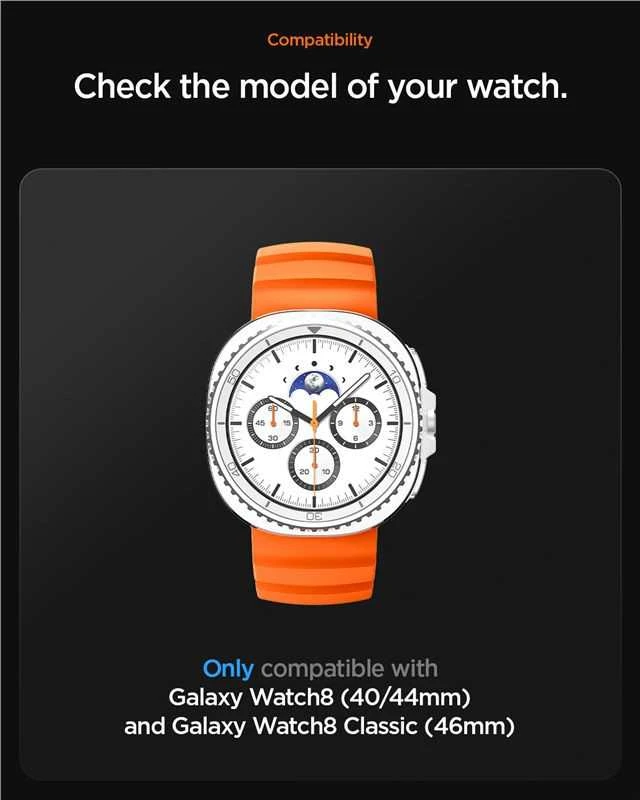 „Spigen“ silikoninė apyrankė, oranžinė - „Samsung Galaxy Watch 8“ 46 mm/44 mm/40 mm