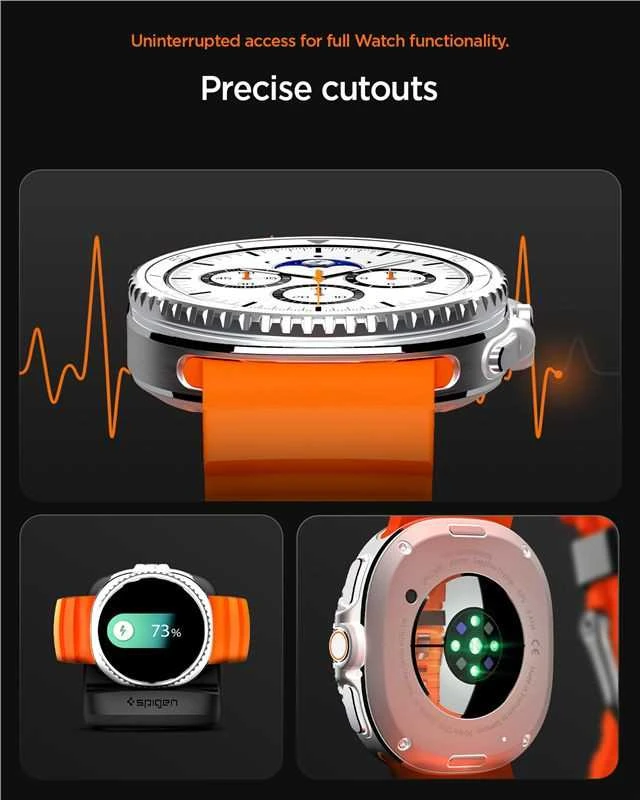 „Spigen“ silikoninė apyrankė, oranžinė - „Samsung Galaxy Watch 8“ 46 mm/44 mm/40 mm