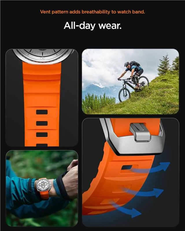 „Spigen“ silikoninė apyrankė, oranžinė - „Samsung Galaxy Watch 8“ 46 mm/44 mm/40 mm