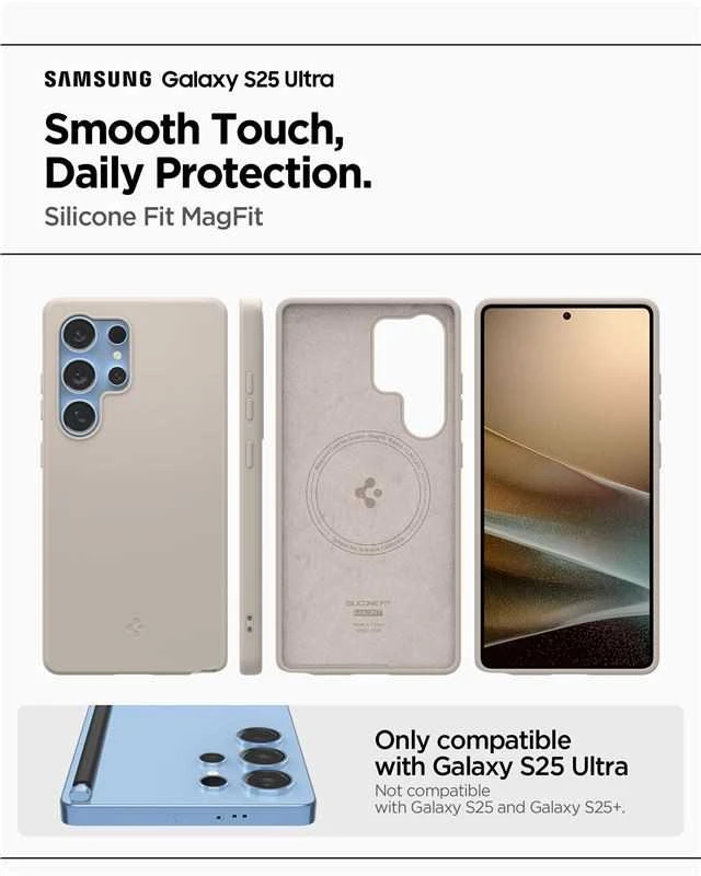 Dėklas Spigen Silicone Fit Mag Samsung Galaxy S25Ultra – titanium