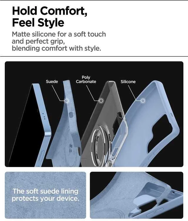 Spigen Silicone Fit Mag Samsung Galaxy S25 Ultra – dėklas telefonui mėlynos spalvos