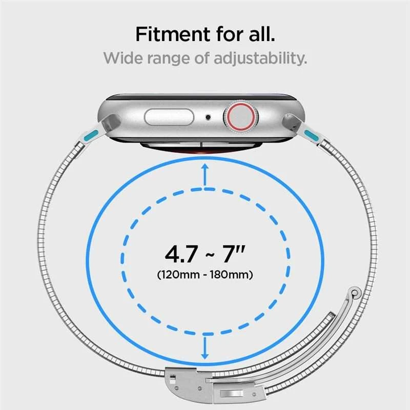 Spigen Sleek Link, sidabrinis - Apple Watch 49mm/46mm/45mm/44mm/42mm