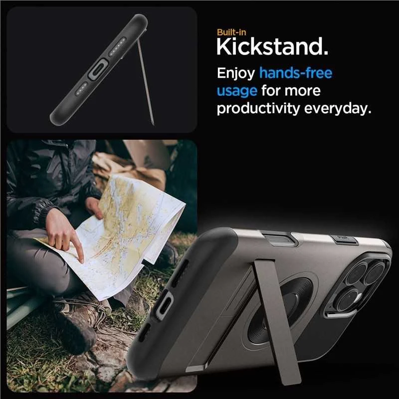 Dėklas Spigen Slim Armor MagSafe, gunmetal - iPhone 16 Pro