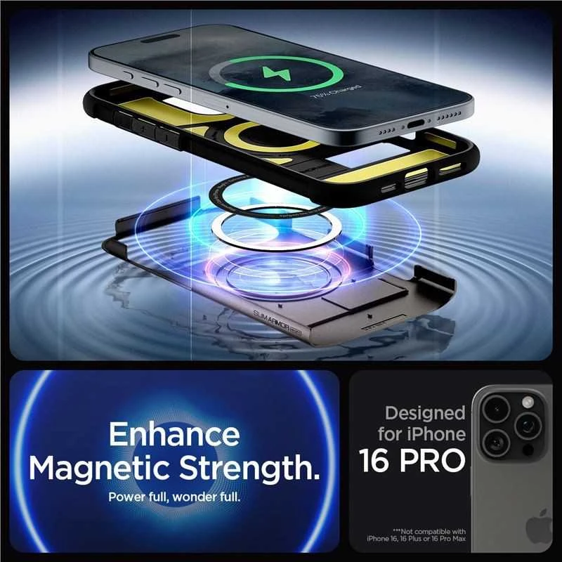 Dėklas Spigen Slim Armor MagSafe, gunmetal - iPhone 16 Pro