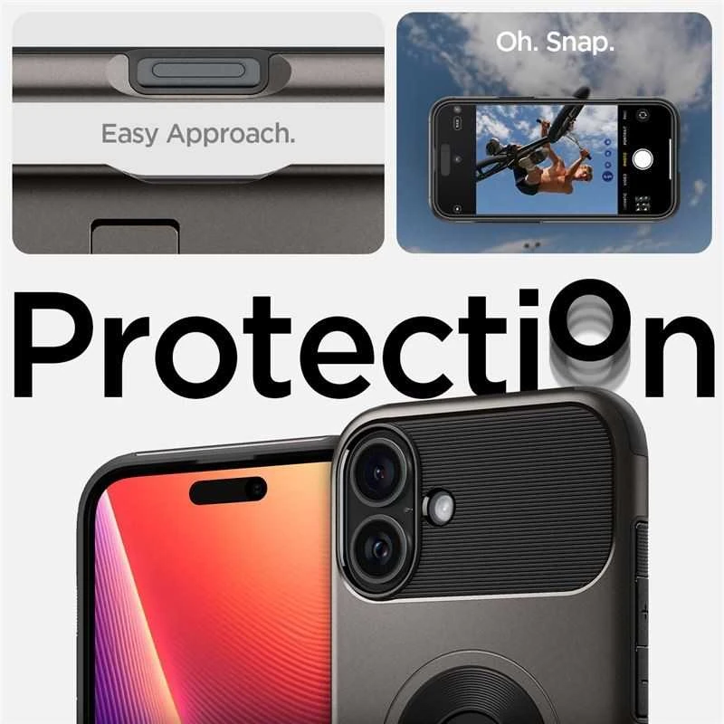 Dėklas Spigen Slim Armor MagSafe, gunmetal - iPhone 16