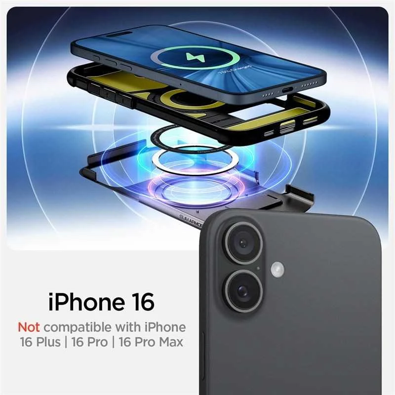 Dėklas Spigen Slim Armor MagSafe, gunmetal - iPhone 16