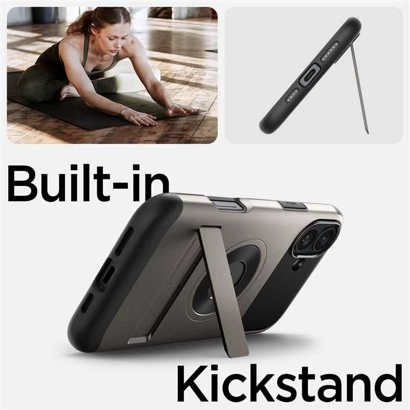 Dėklas Spigen Slim Armor MagSafe, gunmetal - iPhone 16