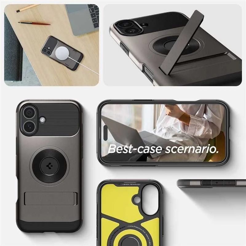 Dėklas Spigen Slim Armor MagSafe, gunmetal - iPhone 16