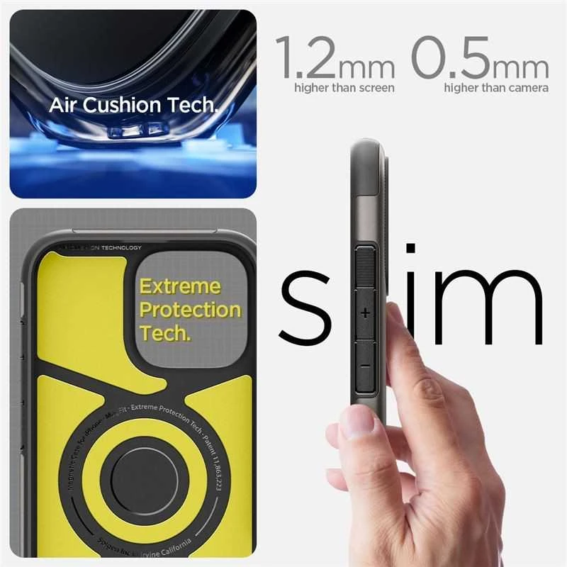 Dėklas Spigen Slim Armor MagSafe, gunmetal - iPhone 16
