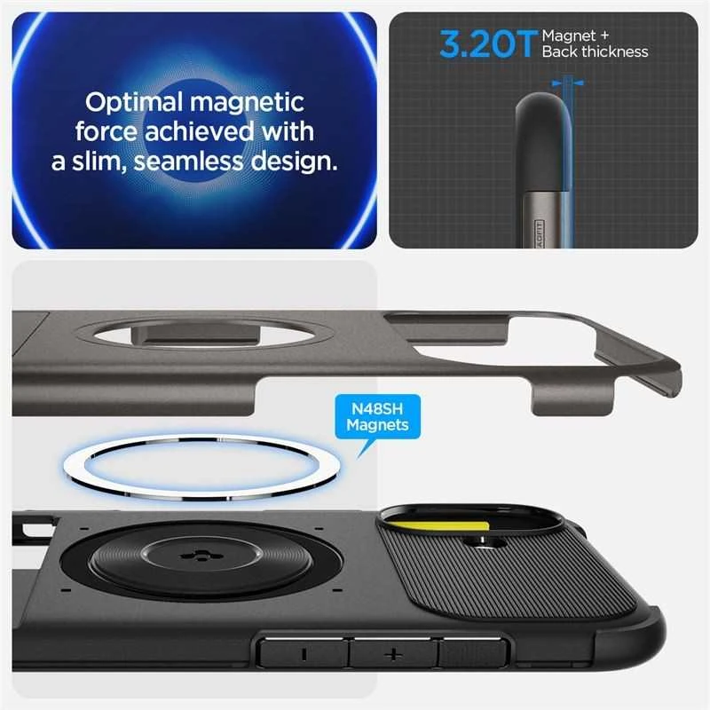 Dėklas Spigen Slim Armor MagSafe, gunmetal - iPhone 16
