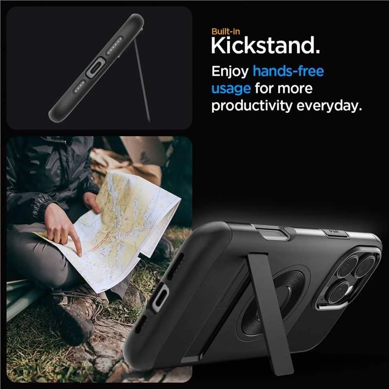 Dėklas Spigen Slim Armor MagSafe, juodos spalvos – Apple iPhone 16 Pro