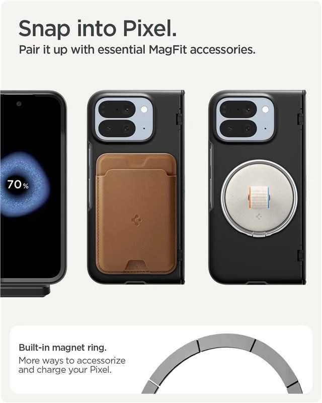 Dėklas Spigen „Slim Armor Pro MagSafe“, juodas – „Google Pixel 10 Pro Fold“