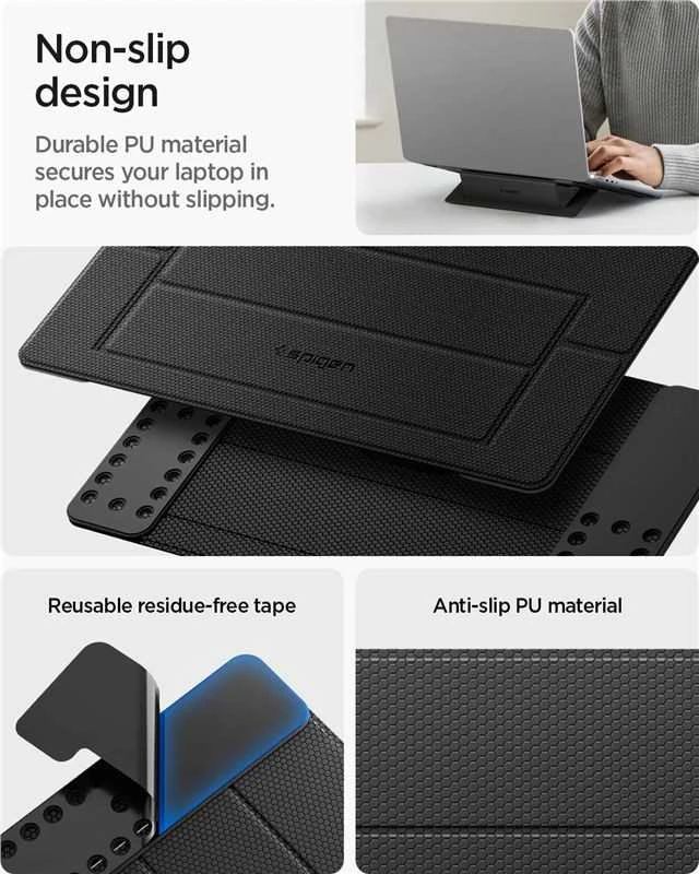 Ergonomiškas stovas Spigen Slimfold Nešiojamas kompiuteris Stand LD201-S1, juodas
