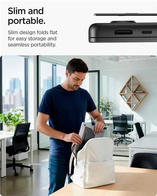 Ergonomiškas stovas Spigen Slimfold Nešiojamas kompiuteris Stand LD201-S3, juodas