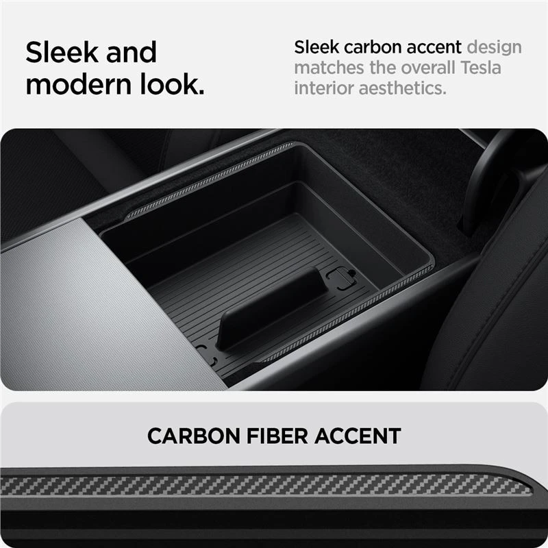 Spigen Tesla porankio konsolės organizatorius, juodas - Tesla Model 3 2024