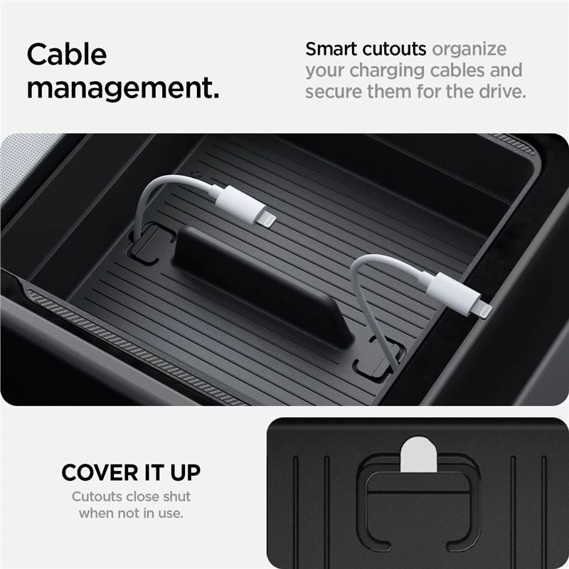 Spigen Tesla porankio konsolės organizatorius, juodas - Tesla Model 3 2024